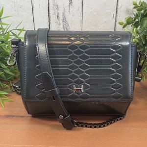 Halston Heritage Structured Mini Leather Embossed Crossbody Bag
